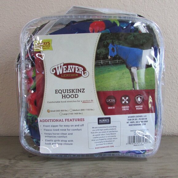 Weaver Small Equiskinz Lycra Hood Snug Fit Moisture Wicking Blue Floral 35-1535- - Picture 2 of 3